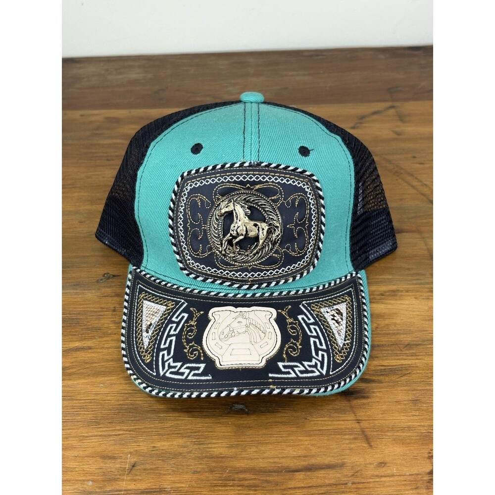 K&D Western Raised Metallic Emblem Embroidered Horse Motif Trucker Cap SnapBack